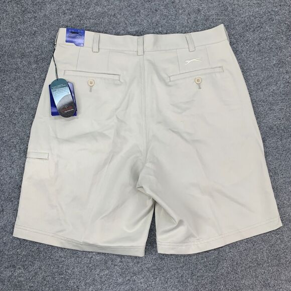 Slazenger Golf Shorts Mens 34 Beige High Rise Quick Dry Performance Hydro Dri - Picture 11 of 13
